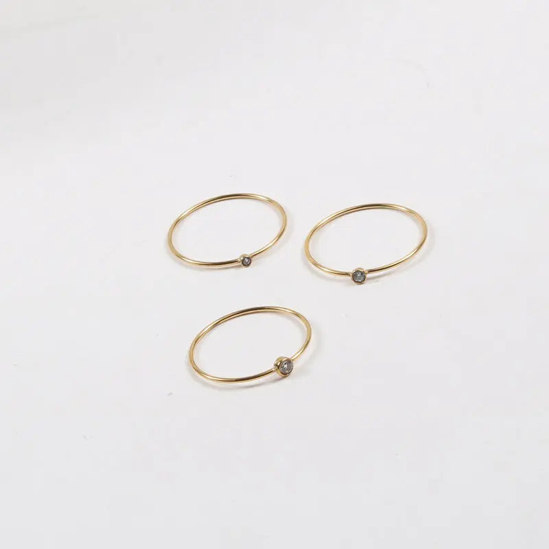 High End 18K PVD Gold Plated Dainty Zirconia Supee Fine Stainless Steel Rings Jewelry Women Gift
