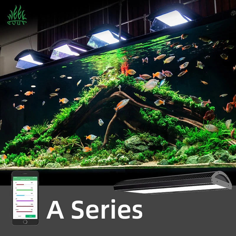WEEKAQUA A430 120w 12000k Aquatic Aquascaping Plants Used Light APP Control Full Spectrum Led Aquarium Light 65 80 RGB UV