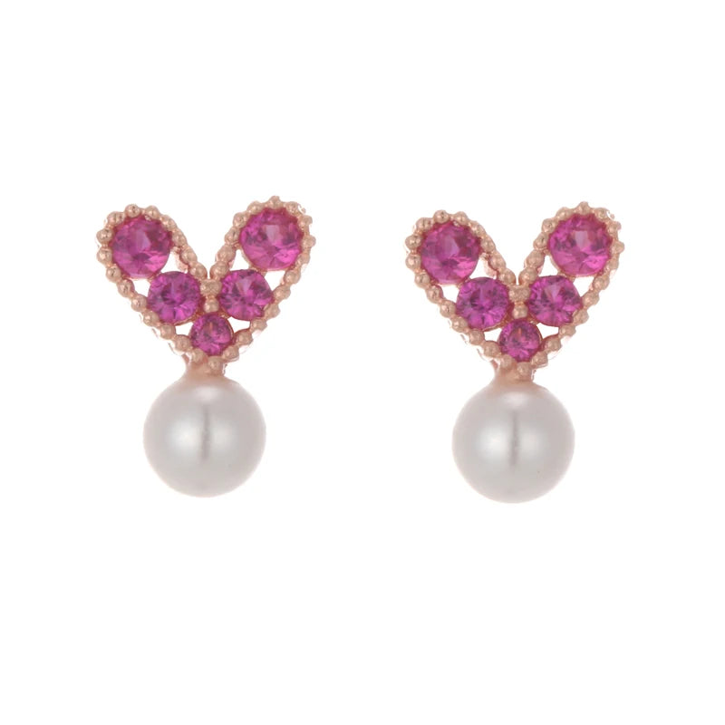 REETI 925 Sterling Silver Heart Rose Gold Stud Earrings for Women  Trend Personality Lady Fashion Jewelry