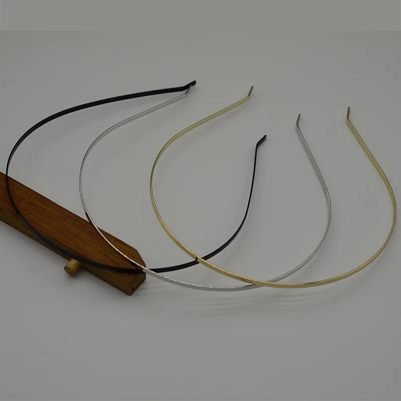 3mm Golden Silver Plain Metal Wire Headband  With Bended Ends Base Hairbands Hair Hoops for Kids DIY Hair Accessories
