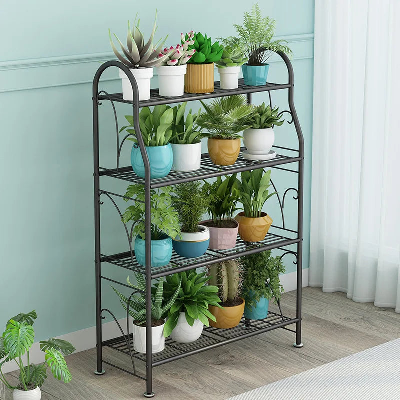 Living Room Floor-Standing Plant Stand Simple Modern Iron Multi-Layer Storage Rack Indoor Metal Flower Pot Rack for Balcony