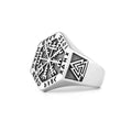 Wholesale Viking Rune Titanium Steel Odin Compass Ring Triangle Rune Ring Men's Tide Stainless Steel Ring