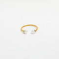 High End 18K PVD Gold Plated Irregular Leaf Fresh Water Pearl Open Rings Stainless Steel Women Tarnish Free Fashion Jewelry
