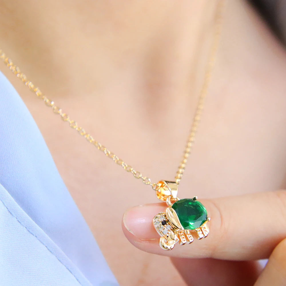 2024 New Fashion Ideas 18K Gold Plated Pendants Elephant Necklace Fine Animal Zircon Jewelry Wholesale