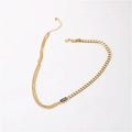 Fenny Wholesale 18K PVD Plated No Fade Trend Rectangle Black Shell Pendant Chunky Cuban Chain Stainless Steel Necklace for Women