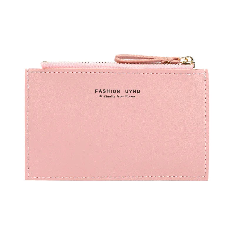 New Arrival Slim Fashion Mini Pocket Leather Zipper Closure Chains Women Keychain Card Holder Wallet