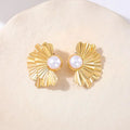 New Gold Color Alloy Metal Pearl Ginkgo Leaf Drop Earring High-Quality Fashion Jewelry Accessories for Women