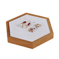 Multifunctional Bamboo Jewelry Display Tray White PU Leather Necklace Earring Ring Bracelet 3-piece Set Jewelry Stand