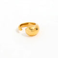 High End 18K Plain Gold Chunky Polliwog Cambered Open Rings Stainless Steel Trendy Simple Gold Plated Jewelry