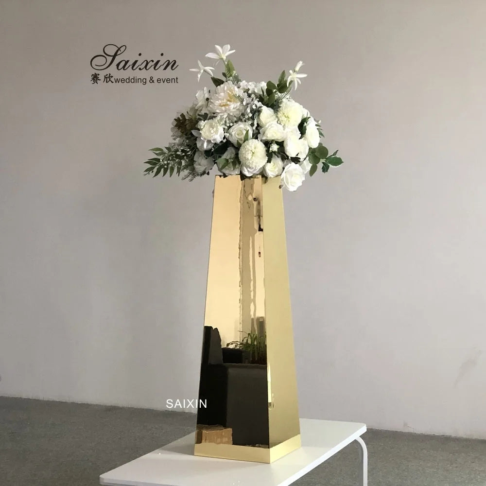 Wholesale Saixin ZT-566 Acrylic Gold Flower Stands for Wedding Table Decorations Chic Wedding Centerpieces