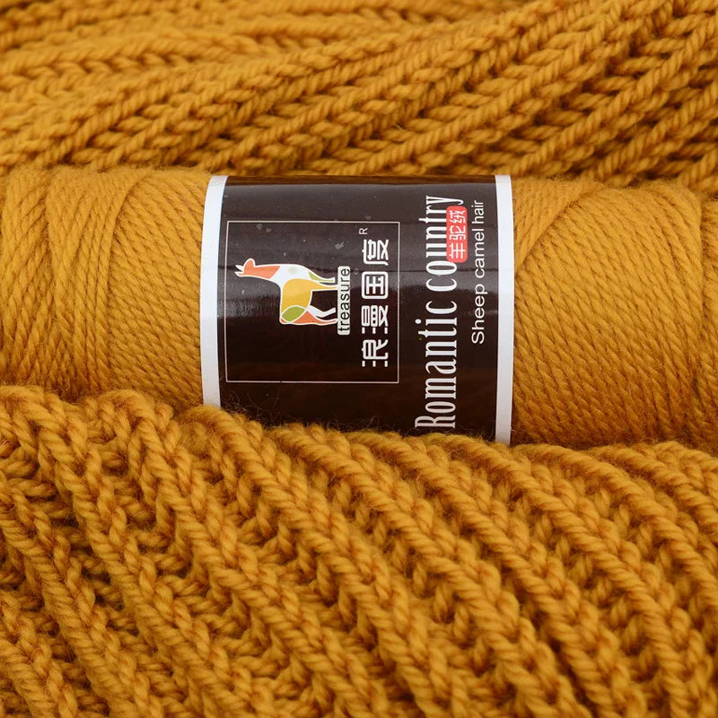 Factory Price 100g Alpaca Wool Yarn Camel Wool Knitted Scarf Hand Knitting Hats for Women Recycled Cotton Blended Warm Woolen