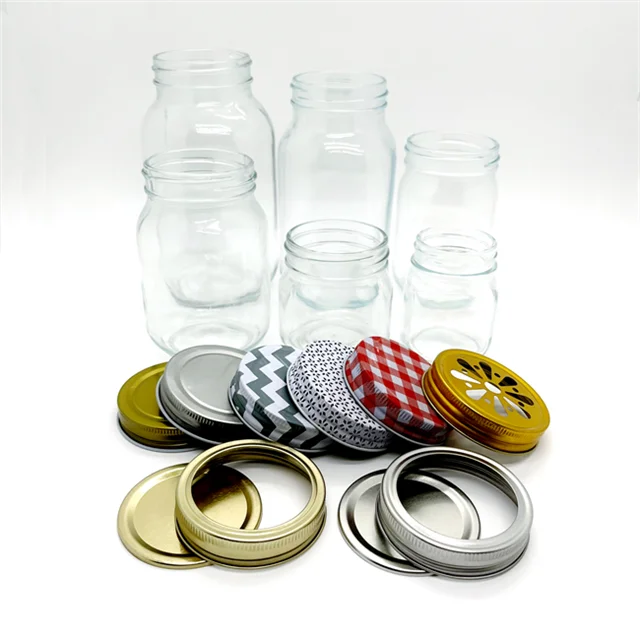 Sale 4 Oz 8oz 12 Oz 16 Oz 32 Oz Mason Jars With Metal Lid Wide Mouth Mason Jam Jar lower  price