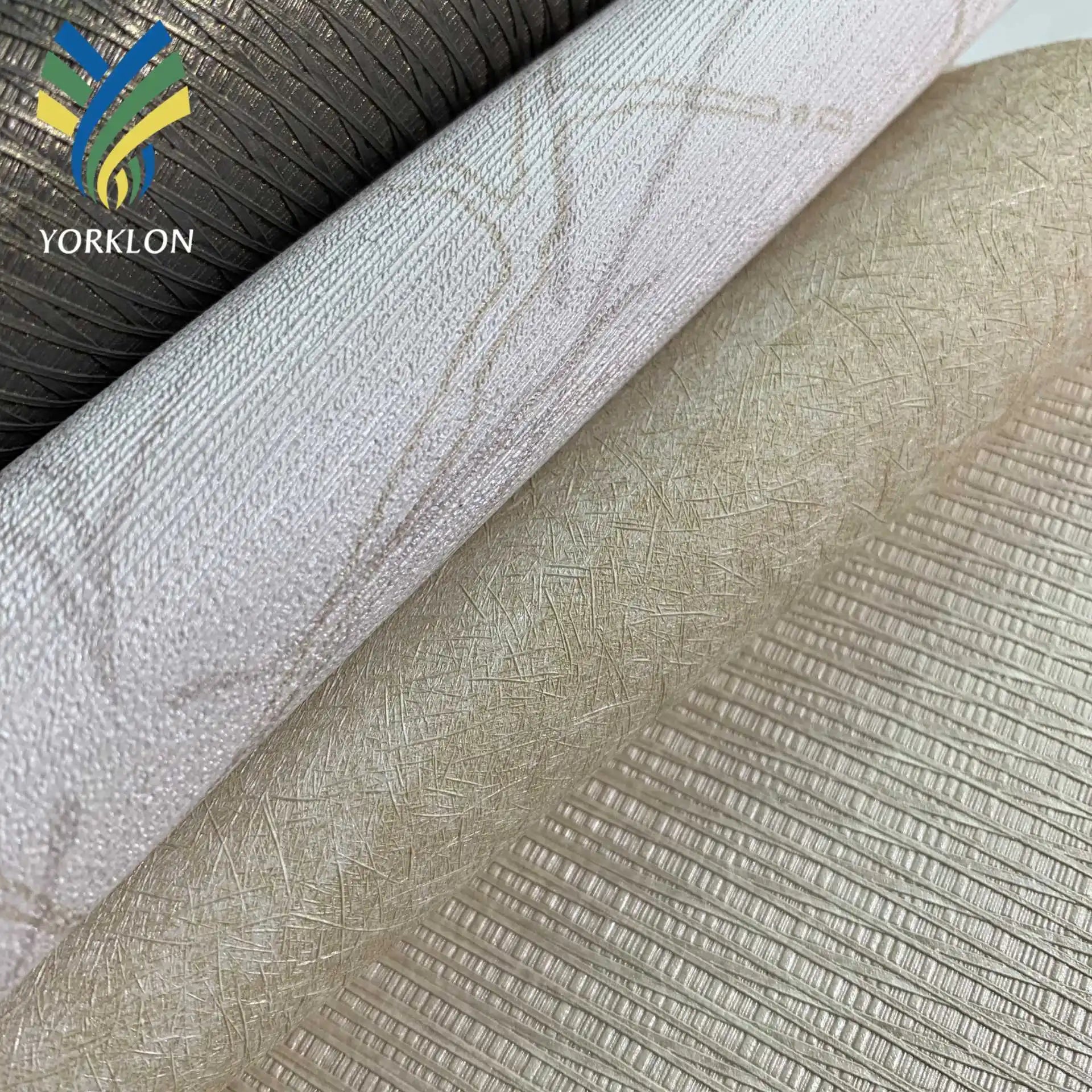 WIS Woven Leather Textured Weave Vinyl Fabric Backed Commercial Type I II 15oz Embossed PVC Hotel Wallpaper Wallcoverings