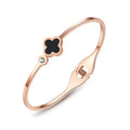 Nabest Stainless Steel Black Shell Cuff Bangle Jewelry 18k Gold Plated Women Clover Charm Bracelet Bangle