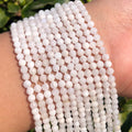 Wholesale 2/3/4mm Faceted Natural Semi Gemstone White Moonstone Loose Stone Beads for Necklace Bracelet Earring Jewelry Making