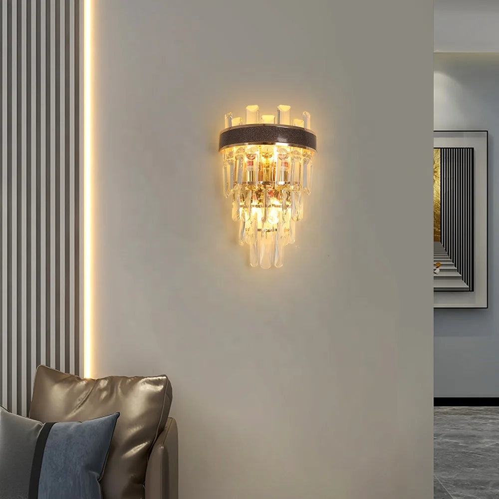 Custom Hotel Corridor Crystal Wall Lamp Wall Decoration Illumination  Bracket Light
