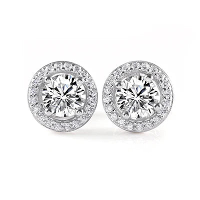 Loose Moissanite Diamond VVS Gemstone Stud Earrings 18K White Gold Plated Silver Jewelry