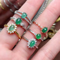 Good Price 925 Sterling Silver Classic Oval Cut Natural Emerald Luxury Arabic 18k Gold Adjustable Wedding Party Rings for Women