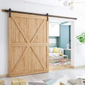 RHETECH Retro Heart-Shaped Roller Hangers Single Wood Barn Door Hardware Closet Kit Brass Sliding Rail Steel Barn Door Easy