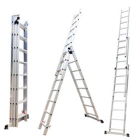 Aluminum 6063 Combination Ladders-Multi-Purpose Folding Ladder with 6 Steps 3m-7m Lengths CE/EN131 Certified 150kg Load Capacity