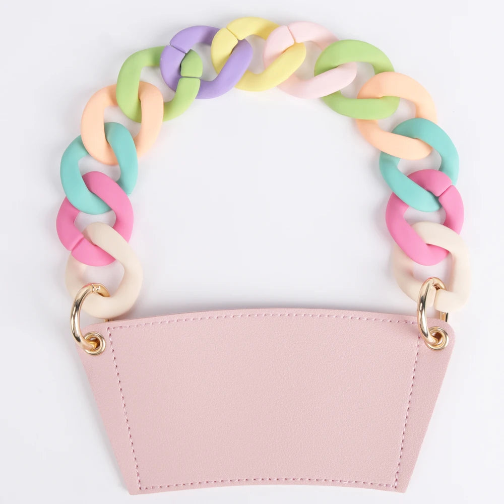 Customized Take Away Hot Drink Craft PU Leather Cup Sleeve Reusable Tea Coffee Carrier Cup Holder