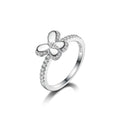 Eternity Rings Elegant Marquise Cubic Zircon Rhodium Plated 925 Sterling Silver Butterfly Diamond Ring for Women