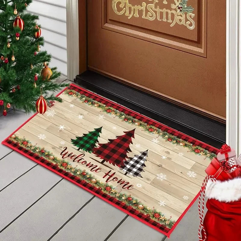 2025 Cartoon Xmas Decorative Carpet Merry Christmas  Mat Rugs Christmas Tree  Mat Carpet for Indoor Outdoor
