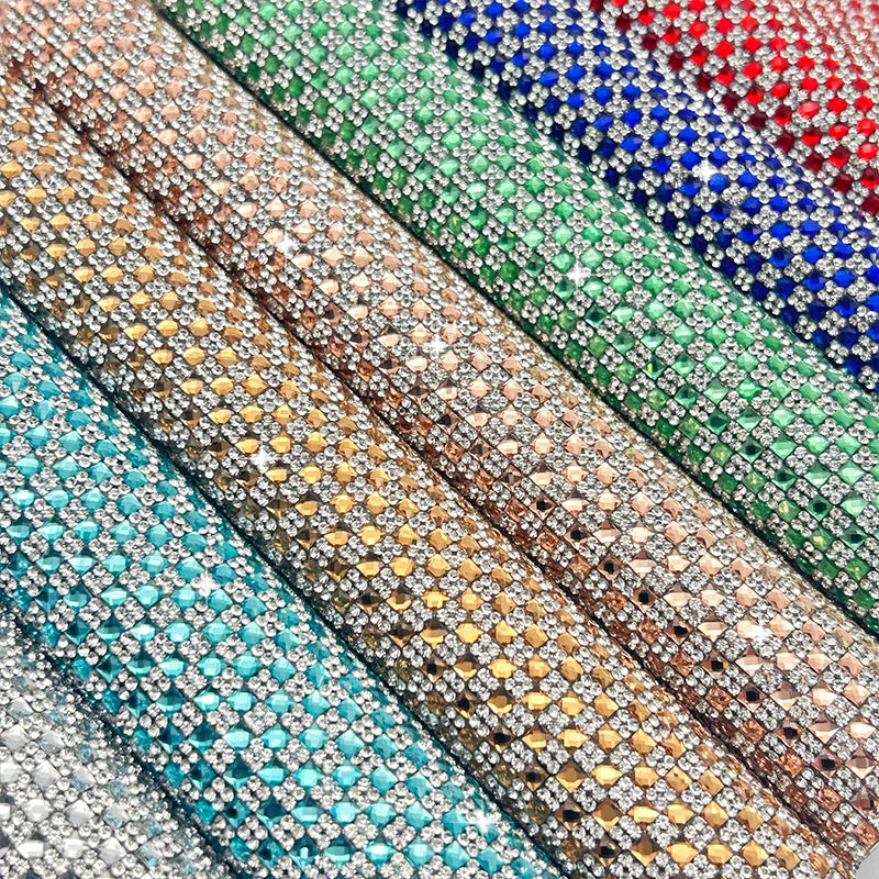 Fashion Self-Adhesive Crystal Strass Trimming Rhinestone Sheet 4*4 Square Glass Mesh Hot-Fix Technique