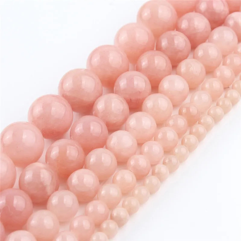 Wholesale 4/6/8/10/12MM Pink Sun Stone Jade round Loose Beads for Jewelry Making DIY Charms Bracelet MegaBDM