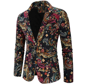 Custom New Multi-color Men's Casual Ethnic Style Printed Suit Nightclub Party Dress Blazers
