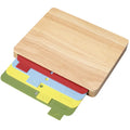 Rubber Wood Board with 4 Color-Coded Flexible Cutting Mats Bread Cheese Fruits Vegetables Meats Charcuterie Chopping Board Set
