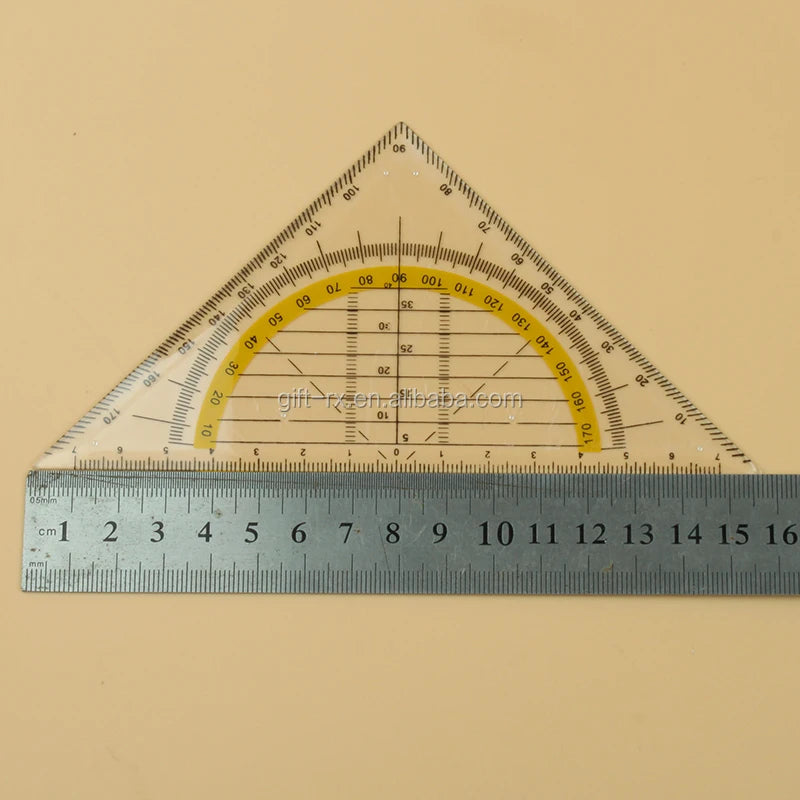 Transparent Plastic Scale Triangle Ruler Set Square Protractor 0.5mm Pp Material and No Folded Plastic Angle Ruler