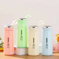 Promotion Single Wall 400ml Glass Water Bottle Macarons Color Rope Lid Water Bottle with Silicone Sleeve