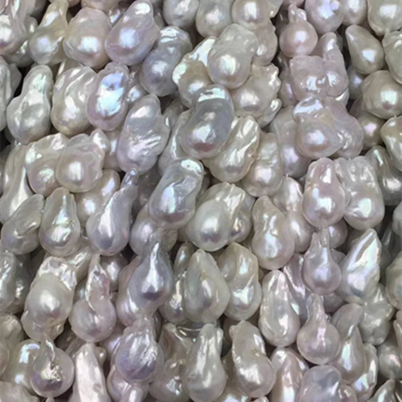 3A Irregular Shape Excellent Quality White Color Natural Baroque Shape Pearl 15mm-16mm Large Szie Baroque Pearl Strand MegaBDM