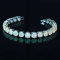 8 mm Bead Ocean Blue Gold Plated Fire Opal Bracelet