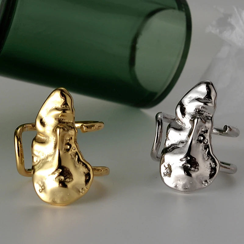 New Arrival Classic Volcanic Irregular Ring Gold Color Big Simple Finger Rings Fine Jewelry for Woman