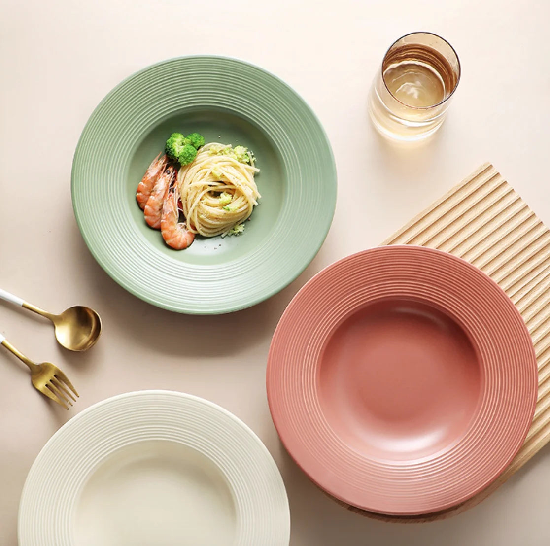 Creative American-style Brushed Ceramic Eco-Friendly Strong Soup Plate Home Dish Hotel Restaurant Pasta Western Food Plate Fruit
