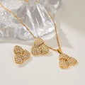 Dazan New HOT 18k Gold Plated Tarnish Free Stainless Steel Vintage Triangle Iced Zircon Earrings Necklace Set Designer Jewelry