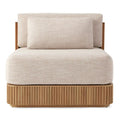 Luxury Modern Teak Wood Outdoor Furniture Set Thick Armrest Sofa Designed Hotels Courtyards Farmhouses Garden Fabric Material