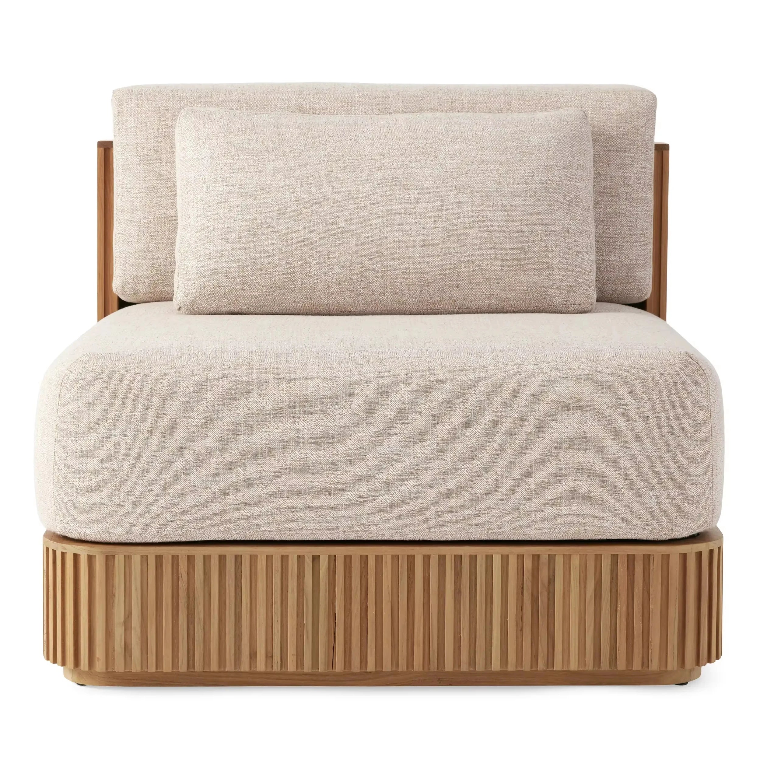 Luxury Modern Teak Wood Outdoor Furniture Set Thick Armrest Sofa Designed Hotels Courtyards Farmhouses Garden Fabric Material