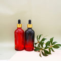 Gradient Red 100ml Hair Oil Bottle 120 ml with 1ML Marking Glass Pipette