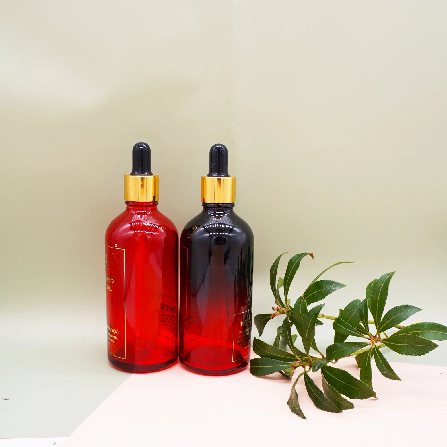 Gradient Red 100ml Hair Oil Bottle 120 ml with 1ML Marking Glass Pipette