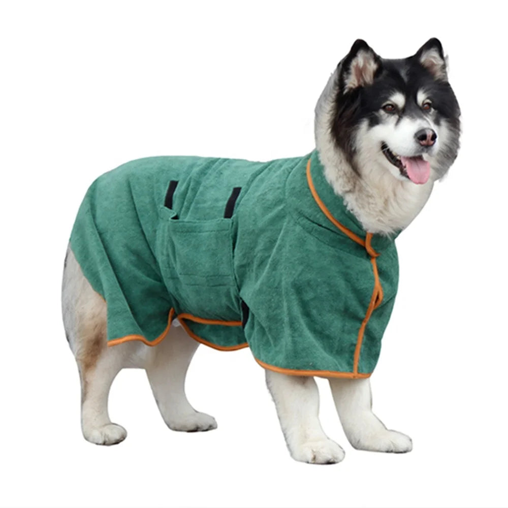 Wholesale Cute Classic Pet Bathrobe Water Absorption Quick Drying Small Medium Dogs Wrap Waist Bathrobe All Seasons Luxury 5