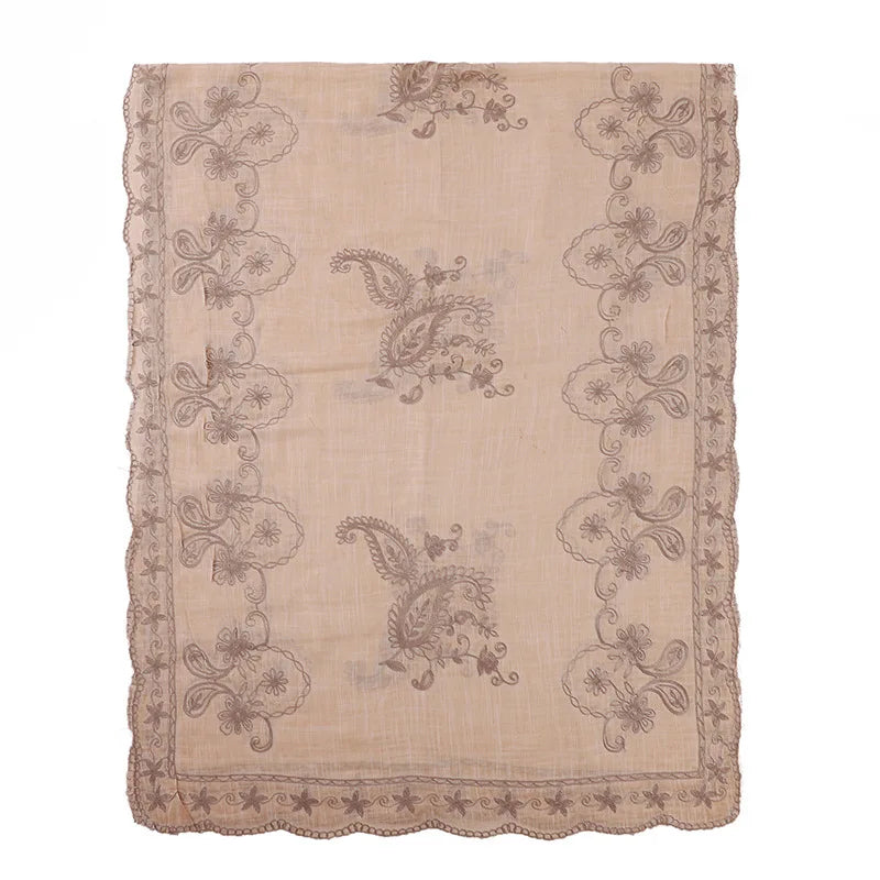 Wholesale of New Embroidered Cotton and Hemp Headband Scarves in Malaysia and Indonesia HIJAB