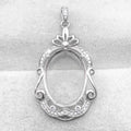 Sterling Silver 15*20mm Semi Mount Pendant Empty Frame Blank Support Setting S925 Base Holder Without Center Stone for DIY Inlay