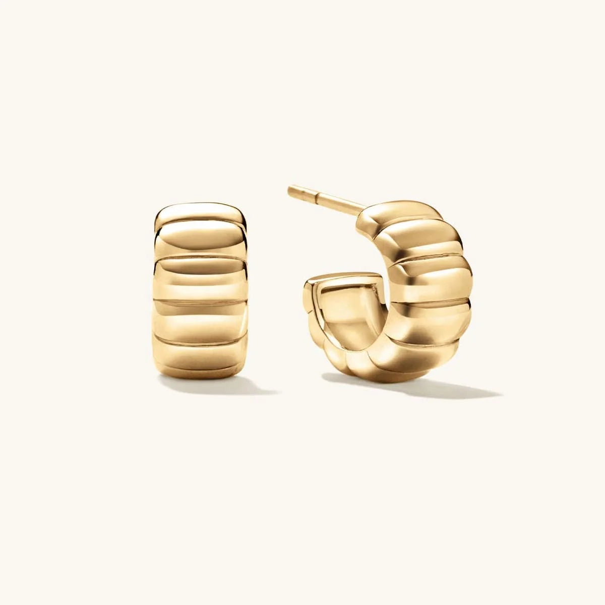 LOZRUNVE 18k Gold Minimalist Plain Silver 925 Food Bread Shaped Bold Open Hoop Earring Diorearrings