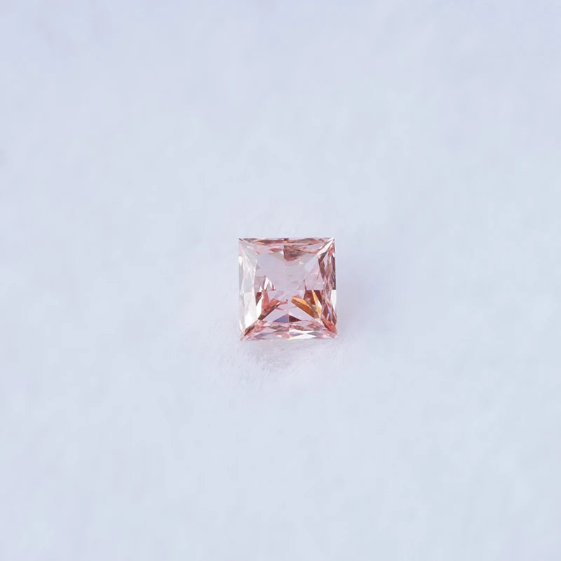 Princess Cut  HPHT Lab Grown Loose Diamond Pink Color Lab Created Diamond