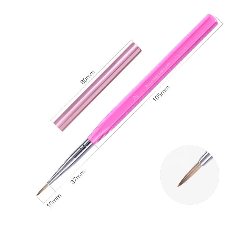2025 Popular Clear Pink Acrylic Handle Nail Brush with PET Nylon Hair Art Brush with Nail Brush Manufacturer BW5-4
