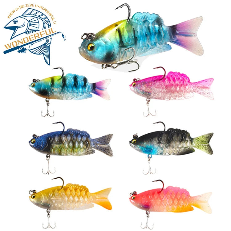 100mm 21g Artificial Plastic Sea Fishing Jigging Wobblers Soft Multi Jointed Lead Lure