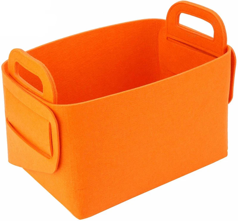 Foldable Felt Storage Bin Basket with Handles Collapsible Fabric Cube Organizer for Nursery